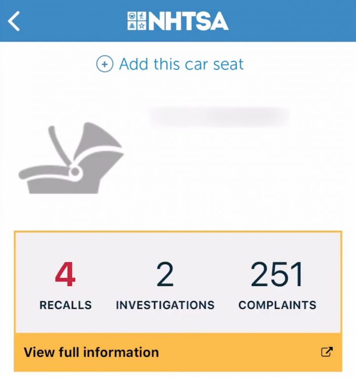 Nhtsa car outlet seat recalls