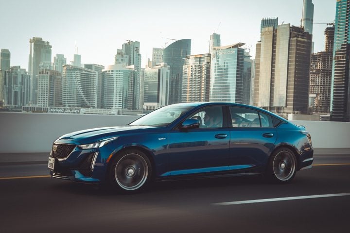 Side view of the Cadillac CT5.