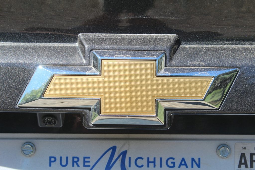 The Chevy Bow Tie logo on the Chevy Sonic.