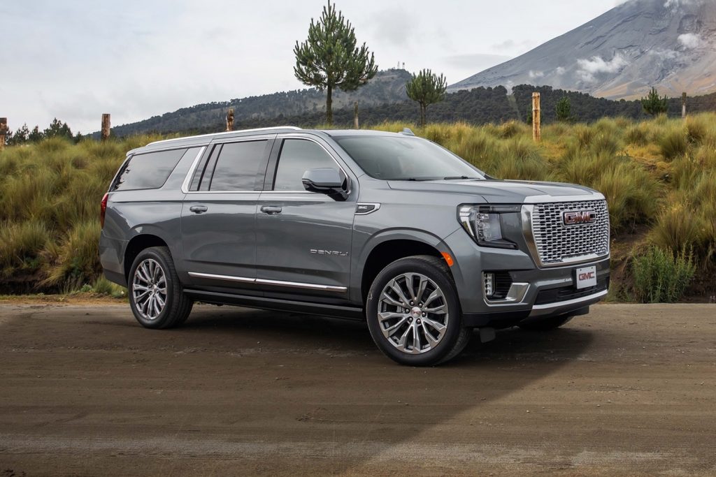 Here is the extended-length GMC Yukon XL in the Denali trim. A refreshed Yukon will arrive for the 2024 model year.