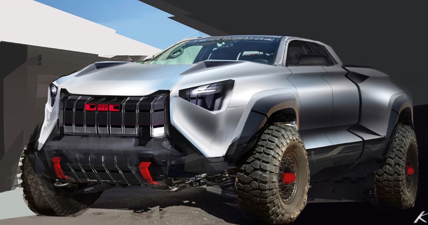 Gmc Pickup Rendering Ready For Off Road Racing In 2050 Gm Authority