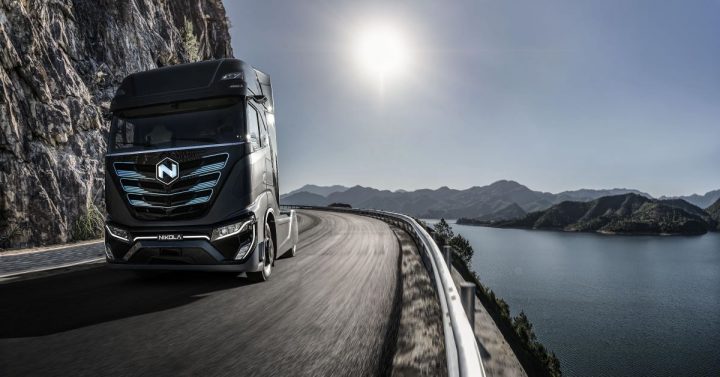 Nikola Tre driving on a road.