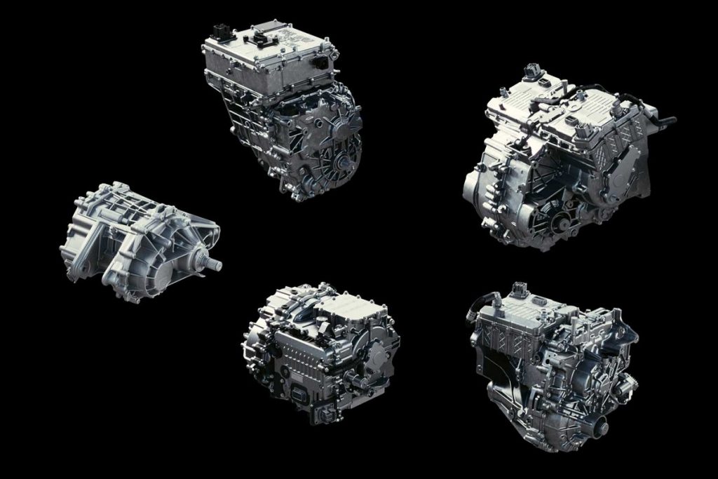 A selection of GM Ultium Drive electric powertrain units.