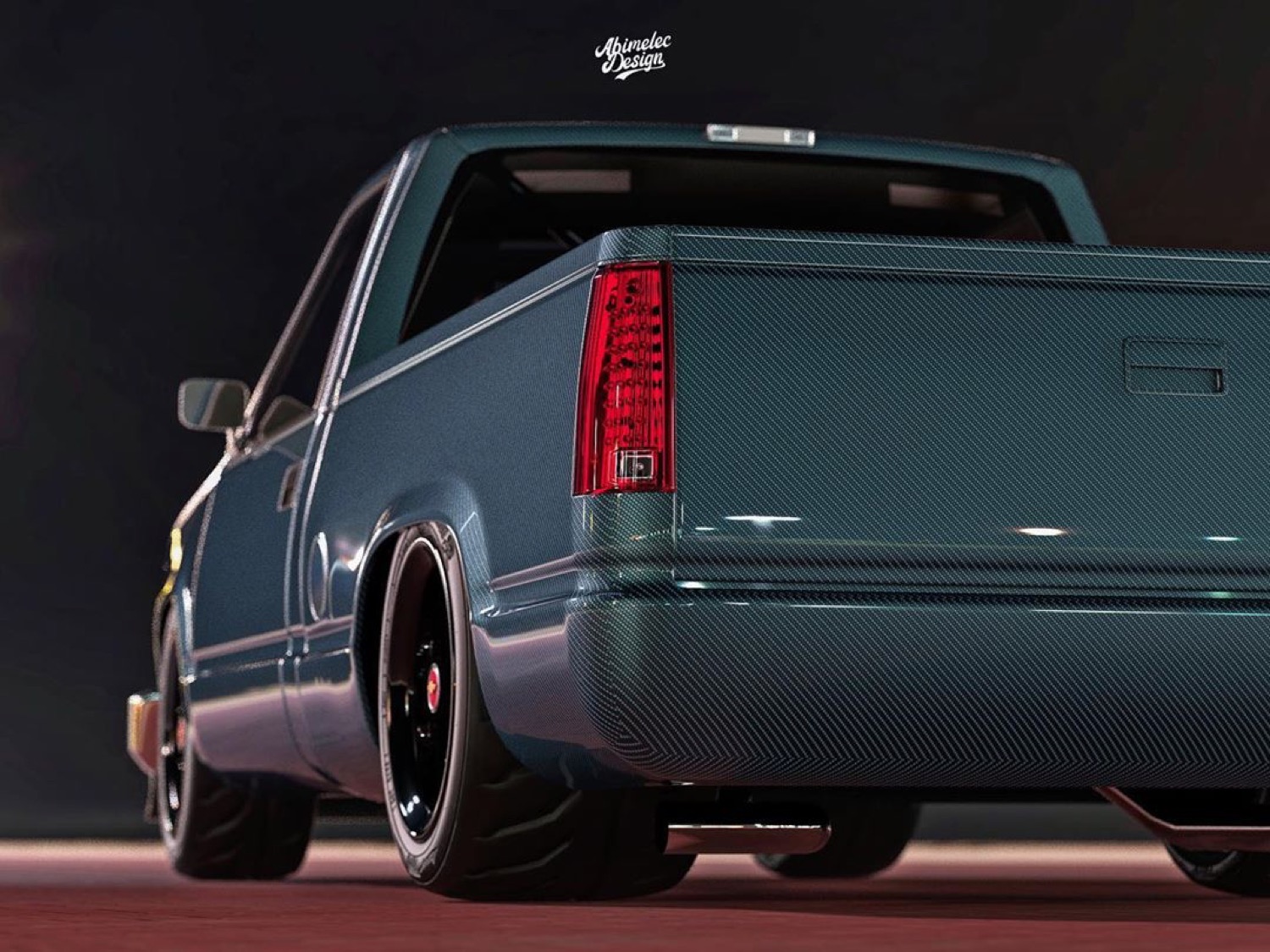 OBS Chevy Pickup Rendered With Tinted Carbon Fiber Body.