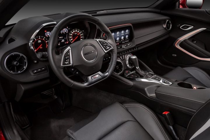 Cockpit view of the Chevy Camaro.