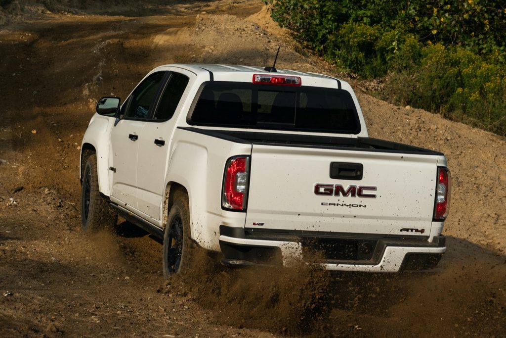 Rear three quarters view of the 2022 GMC Canyon.