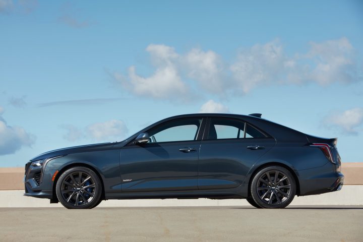 Side view of the 2024 Cadillac CT4-V.