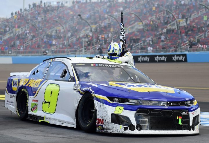 Photo of NASCAR driver Chase Elliott celebrating his 2020 championship win in Victory Lane at Phoenix. The Playoffs style format could soon be eliminated. 