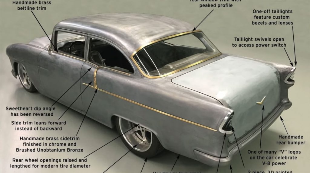 1955 Chevy V8 Chrome Emblems Under Taillight V Made In USA Belair Hardtop Sedan 