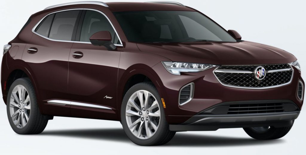 Buick Envision painted in Rich Garnet Metallic (color code G4Q). The color won't be available on the 2024 Buick Envision.