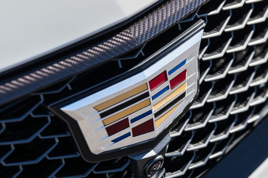 Cadillac grille emblem on the Cadillac CT5-V Blackwing.