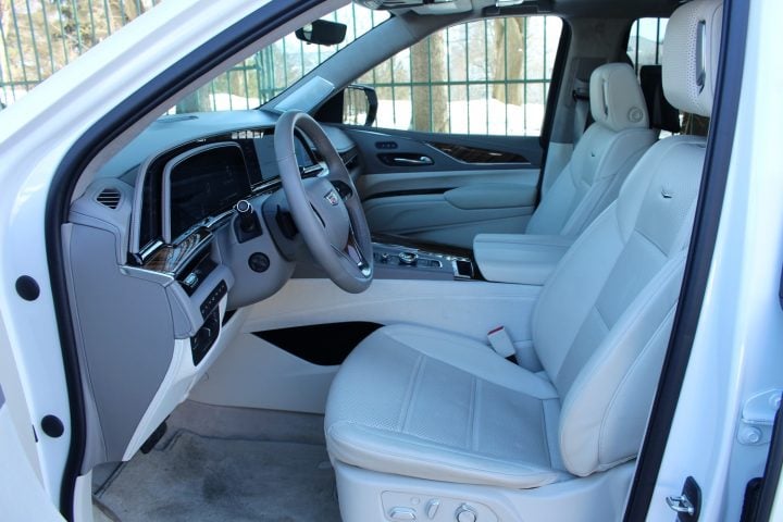 Cockpit view of the 2021 Cadillac Escalade.