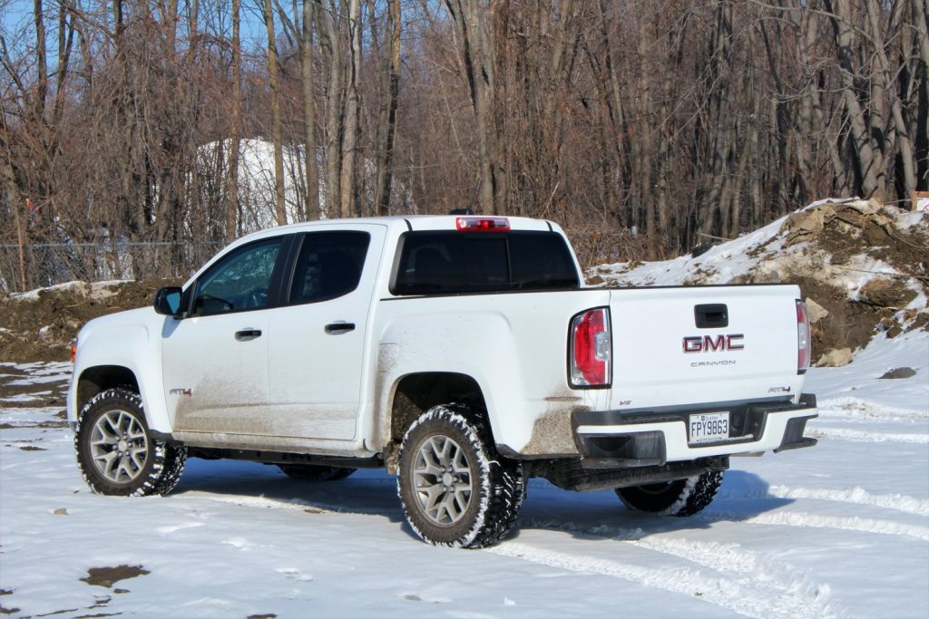 GMC Canyon sales increased four percent during Q4 2022. Shown here is a 2021 GMC Canyon from the rear three quarters angle.