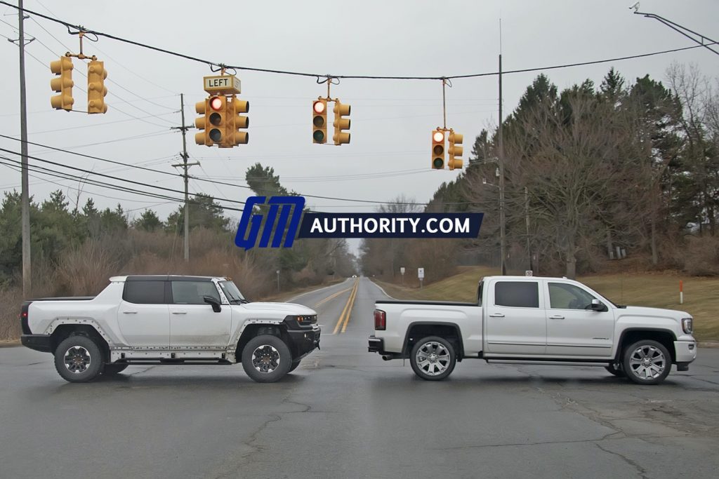 GMC Hummer EV Pickup vs. GMC Sierra 1500 Size Compared In One Photo