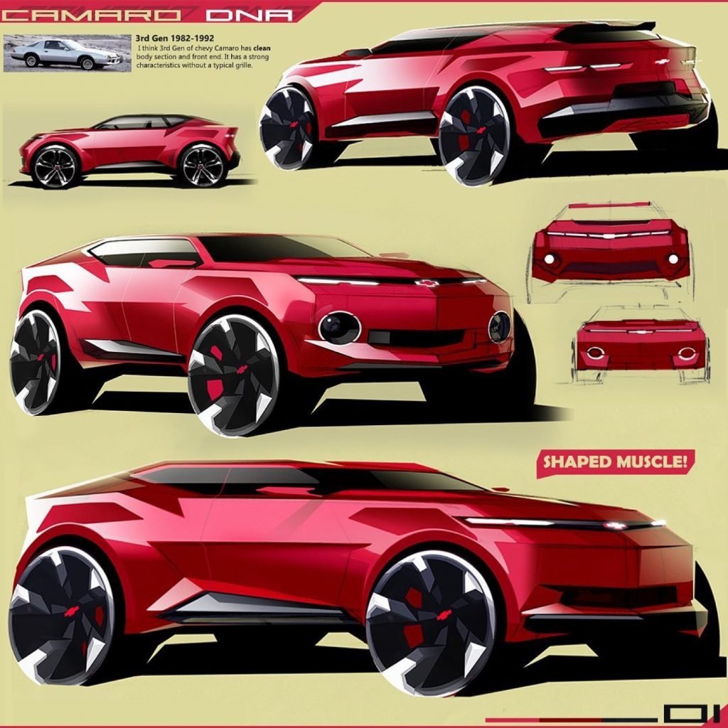 Artist Imagines Futuristic, All-Electric Chevy Camaro Concept