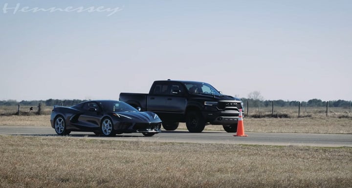 C8 Corvette Takes On Ram 1500 TRX In A Drag Race: Video