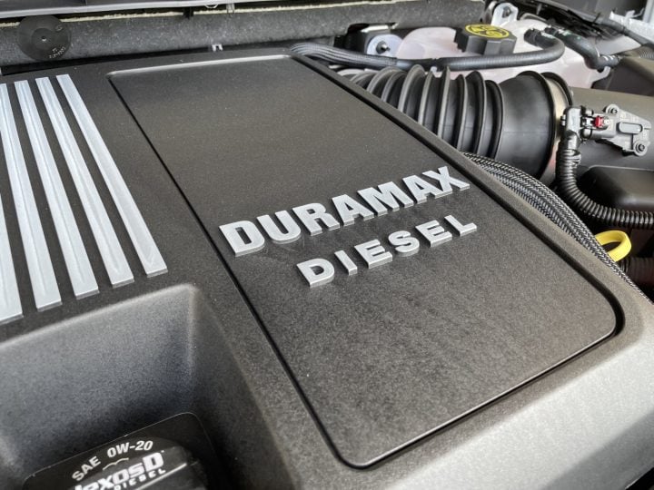 The Duramax diesel in the Cadillac Escalade engine bay.