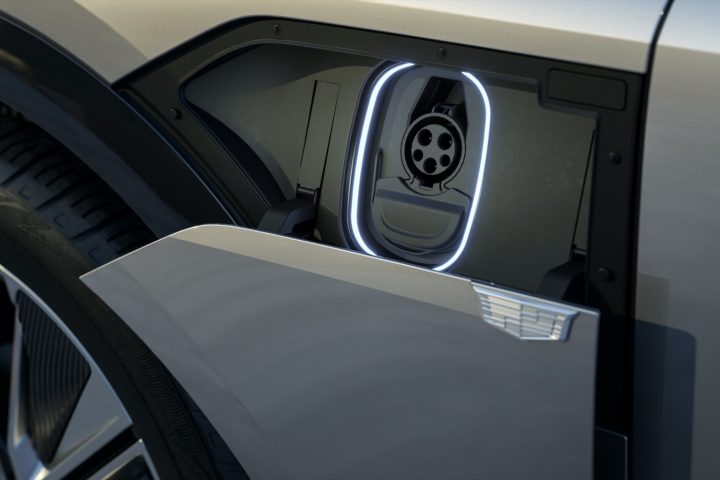 Charge port door on the Cadillac Lyriq crossover.