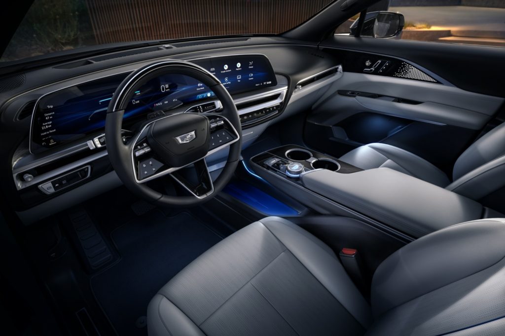 The 2023 Cadillac Lyriq interior.