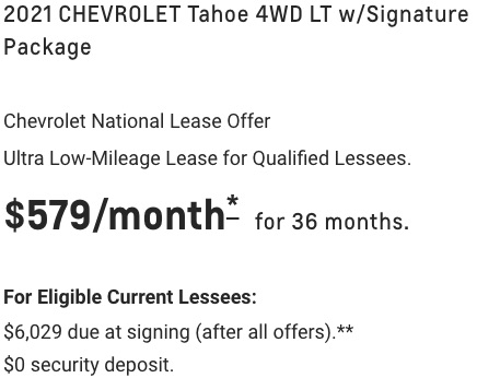 Chevrolet Tahoe lease