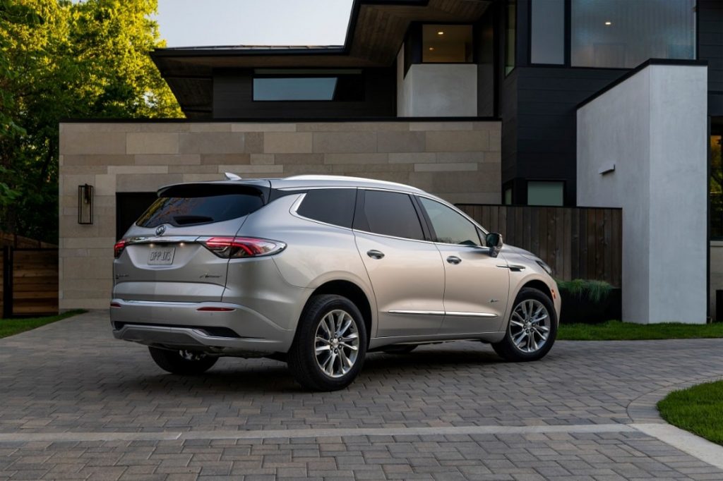 Rear three quarters view of the 2022 Buick Enclave.