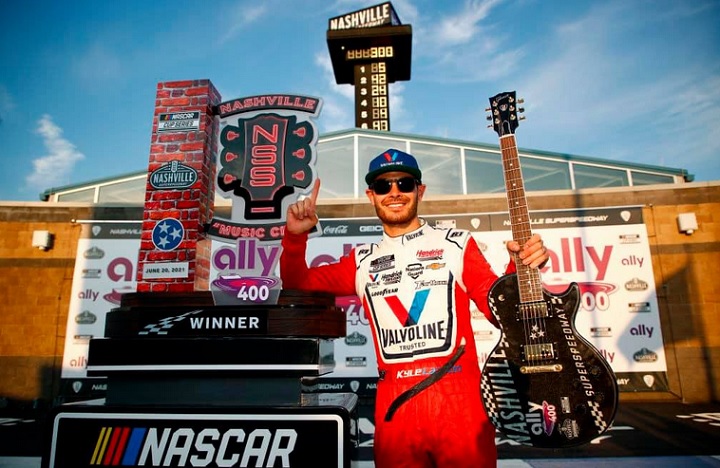 Kyle Larson celebrates NASCAR win at Nashville