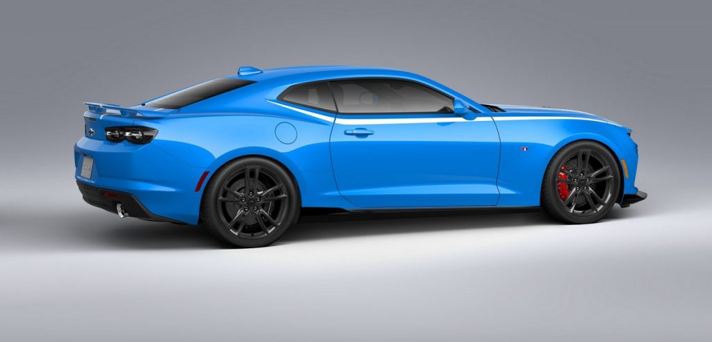 Side view of the of the Chevy Camaro, similar to the 2024 Cheyv Camaro.