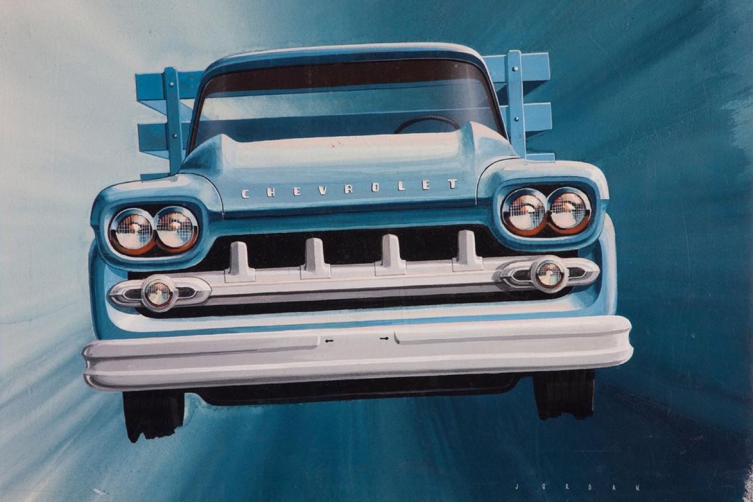 RARE 1990'S  23 X 32 CHEVROLET POLICE CAR 611 FUTURISTIC DEALER POSTER CHEVY 