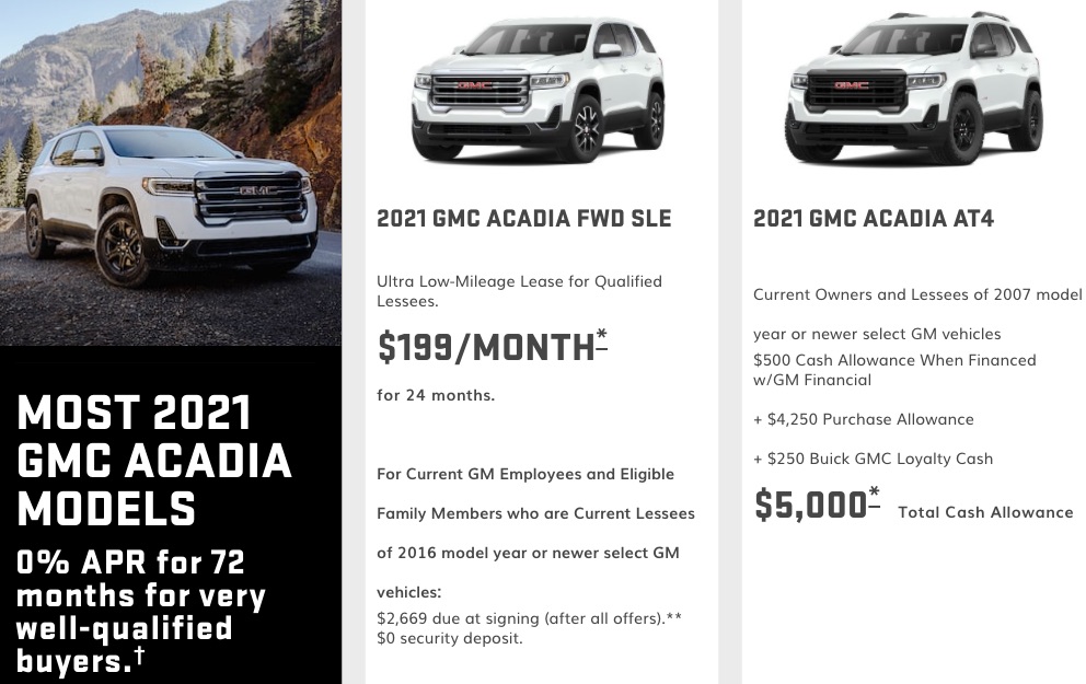 GMC Acadia Discount Takes 5,000 Off Price In August 2021