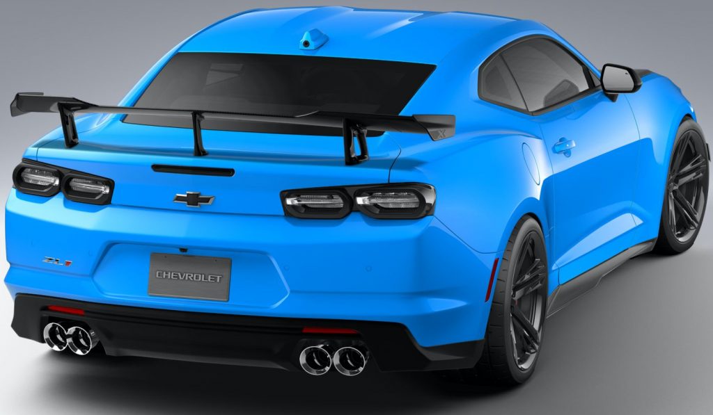 Rear three quarters view of the 2023 Chevy Camaro.