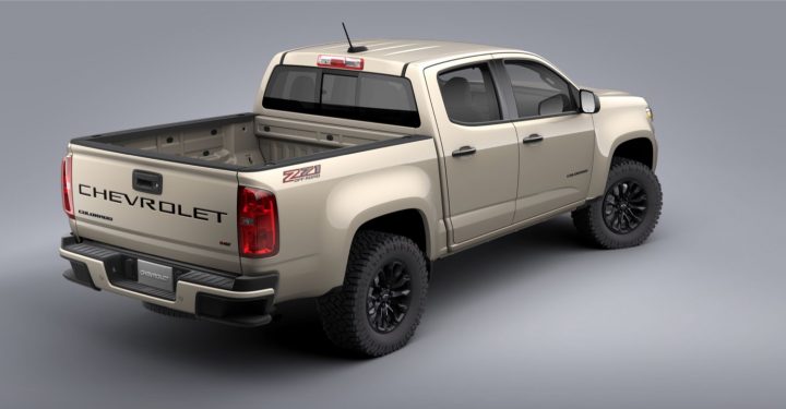 Rear three quarters view of the Chevy Colorado.