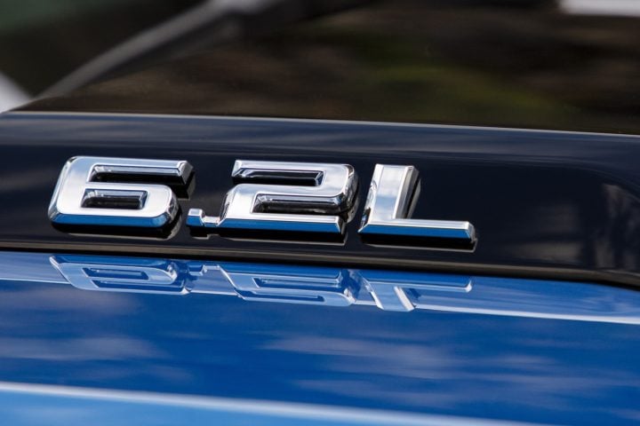6.2L badge on a Chevy Silverado with an L87 engine.