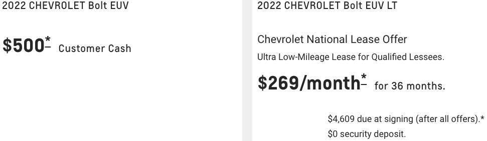 Chevy Bolt EUV discount