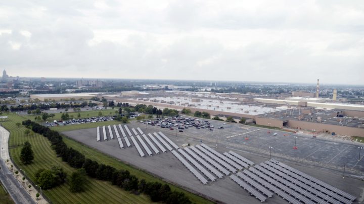 Buildings and solar panels at GM Factory Zero.