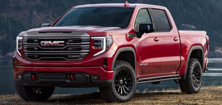 2022 GMC Sierra 1500 AT4X Cayenne Red Tintcoat Exterior 001 Front Three Quarters 720x340 