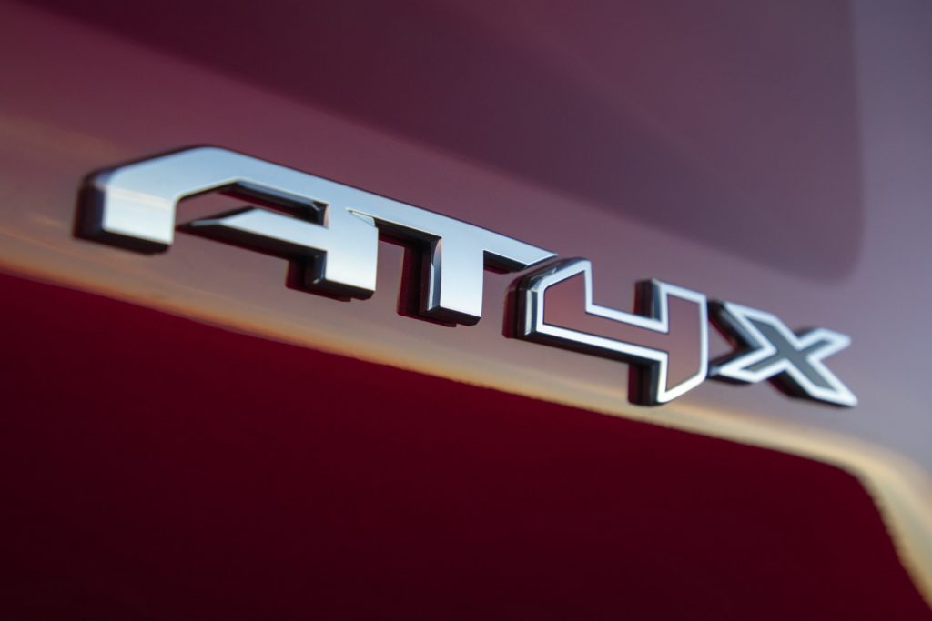 AT4X badge shown on a GMC truck.