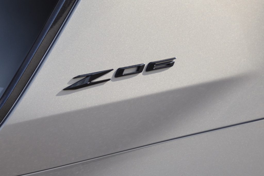Photo of Corvette Z06 badge.