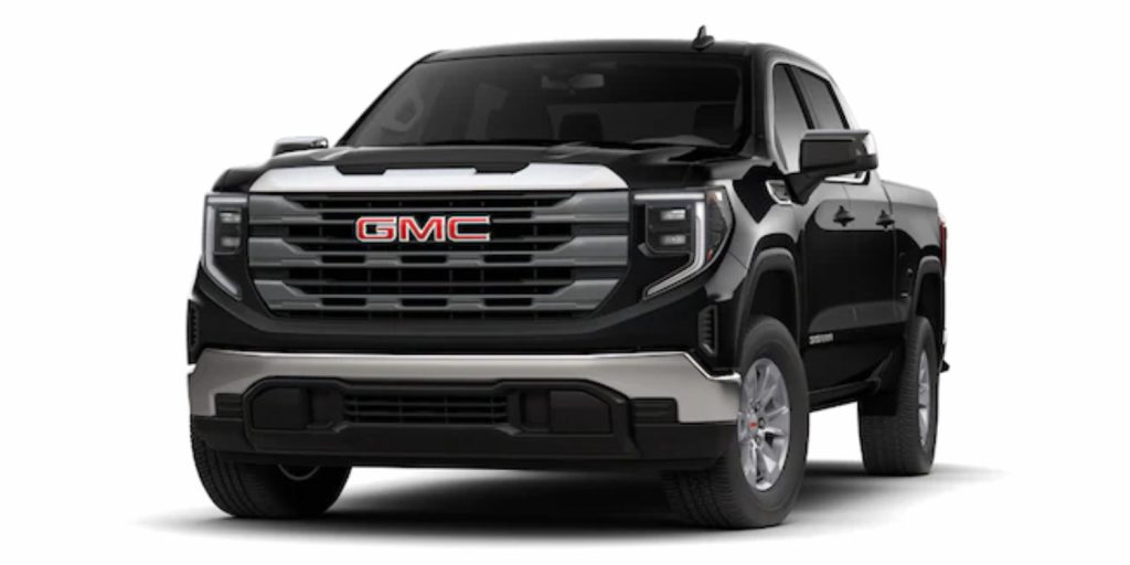 The front end of the GMC Sierra 1500 SLE.