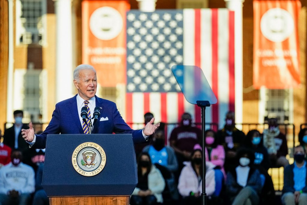 President Biden gives a speech in 2022.