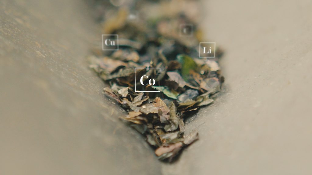 Shredded battery material from Li-Cycle imagery.