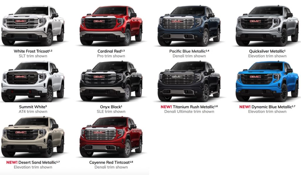 Colors Of 2023 Gmc Trucks