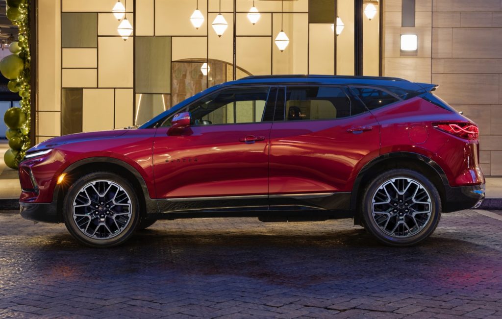 This is the refreshed 2023 Chevy Blazer in the RS trim level, featuring revised front and rear fascias, different LED headlights and taillights, and a new infotainment display.