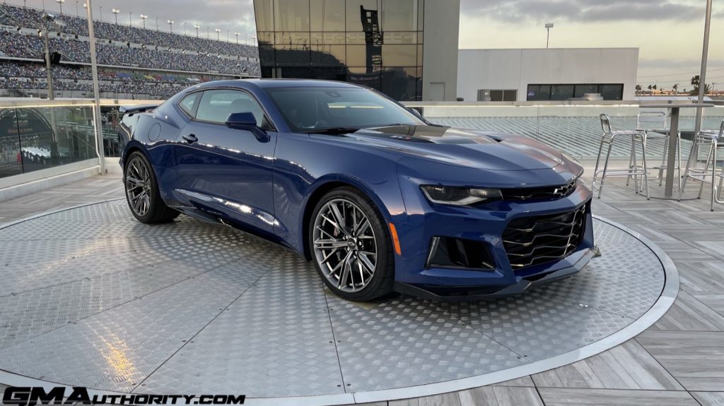 The right three quarters of the Chevy Camaro ZL1.