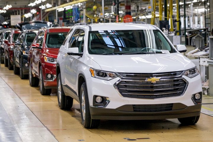 Photo of Chevy Traverse units at GM Lansing Delta Township plant.