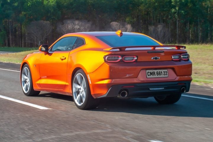 Rear three quarters view of the Chevy Camaro.