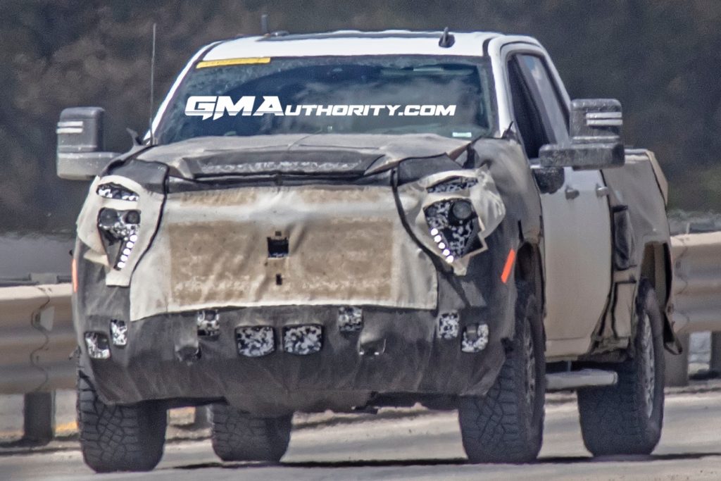 A prototype of the upcoming 2024 Silverado HD ZR2 undergoing testing in May 2022.
