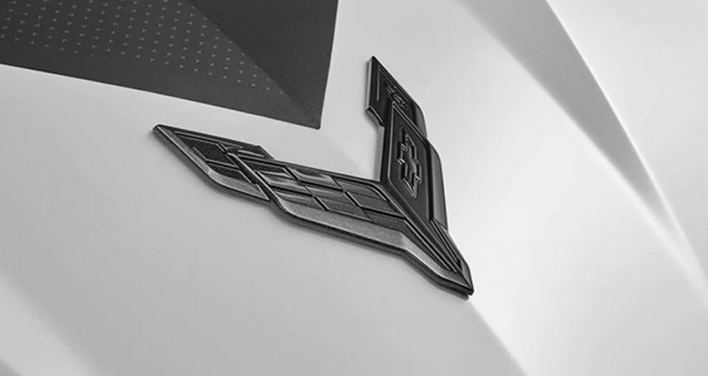 2023 Corvette Stingray Gets Dark Stealth Crossed Flags Logo ...