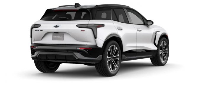 Rear three quarters view of the 2025 Chevy Blazer EV. 
