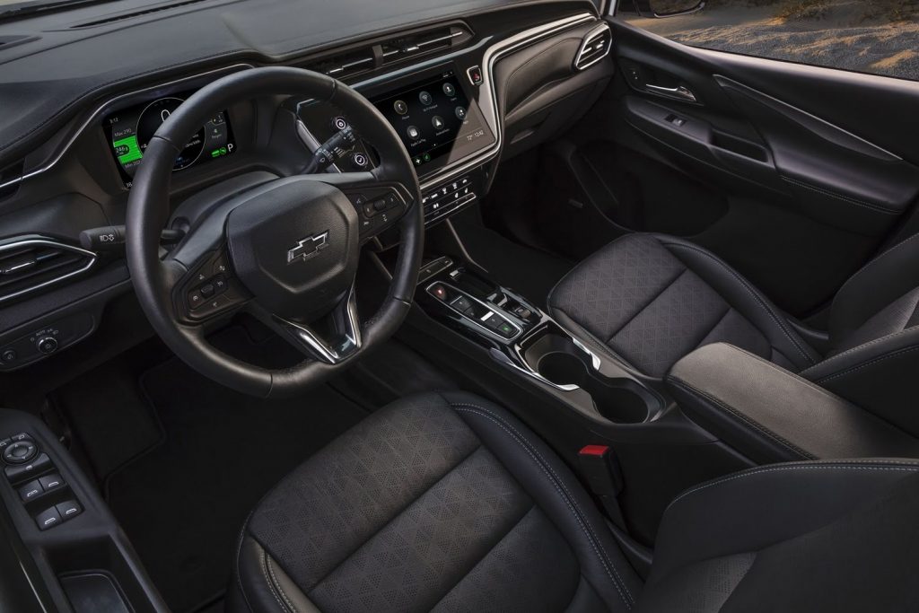 Interior view of the 2023 Chevy Bolt. 