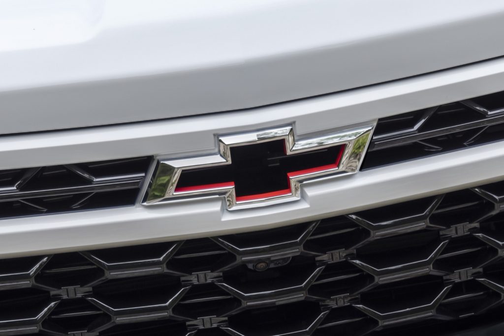 The Chevy Silverado grille with the Chevrolet badge.